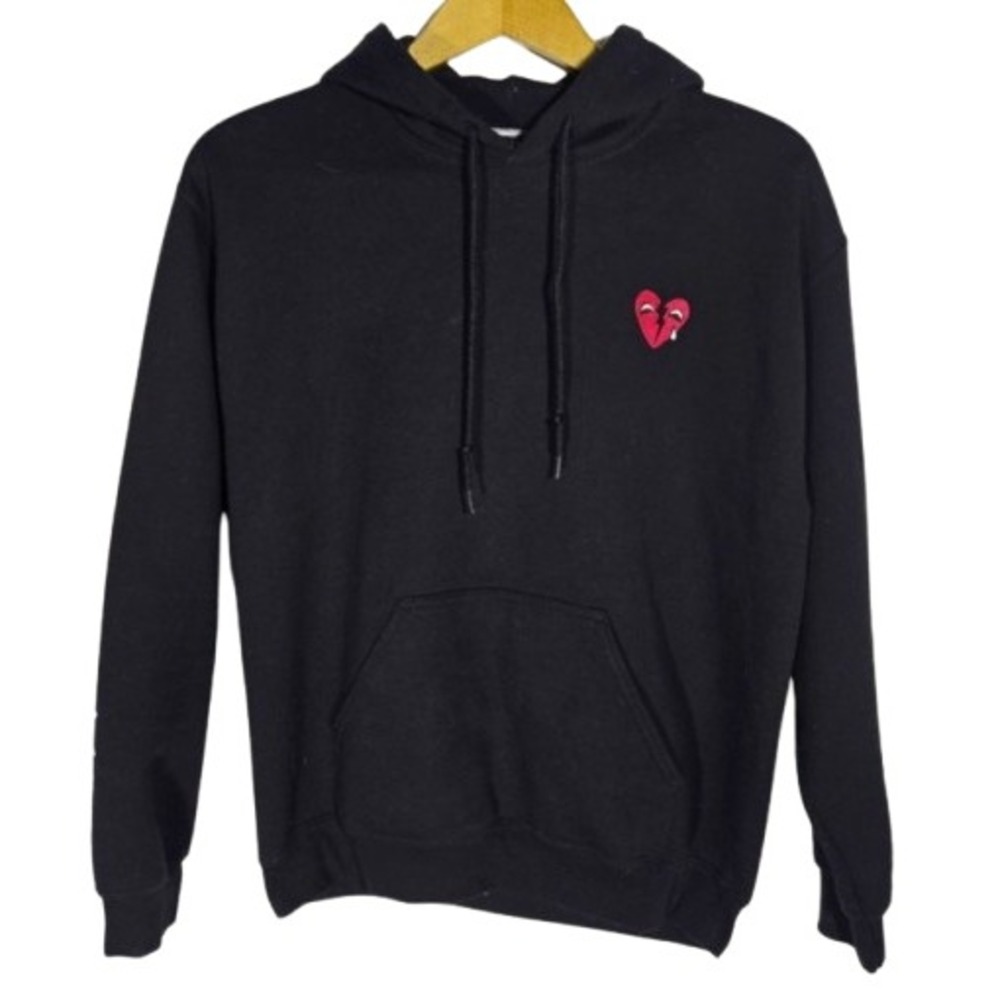 Riot Society Broken Heart Black Hoodie Streetwear Sweatshirt Graphic M Pullover